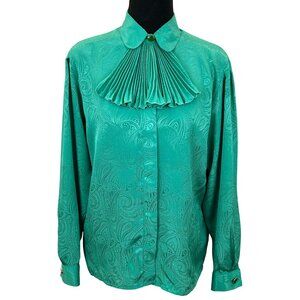 VINTAGE 70s-80s Paisley Blouse Cascade Collar